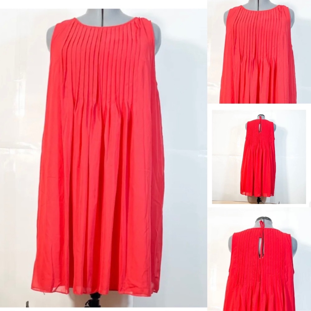 Sharagano NWOT Sz14W A Line Pleated Front Tie Back Closure Lined Sheer Overlay D - Picture 1 of 5